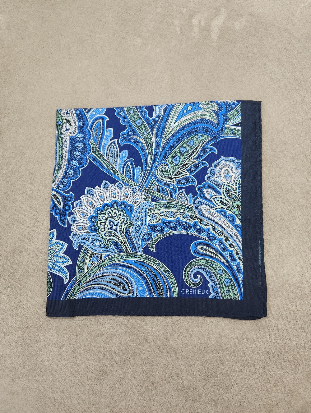 Cremieux Pocket Square Blue Paisley 100% Silk Pochette Formal Classic New $35